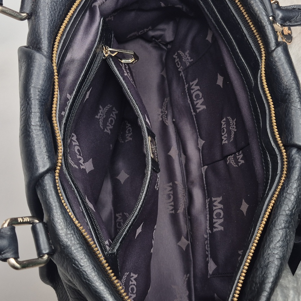 MCM Black Leather Handbag with Gold Accents - Picture 16 of 17